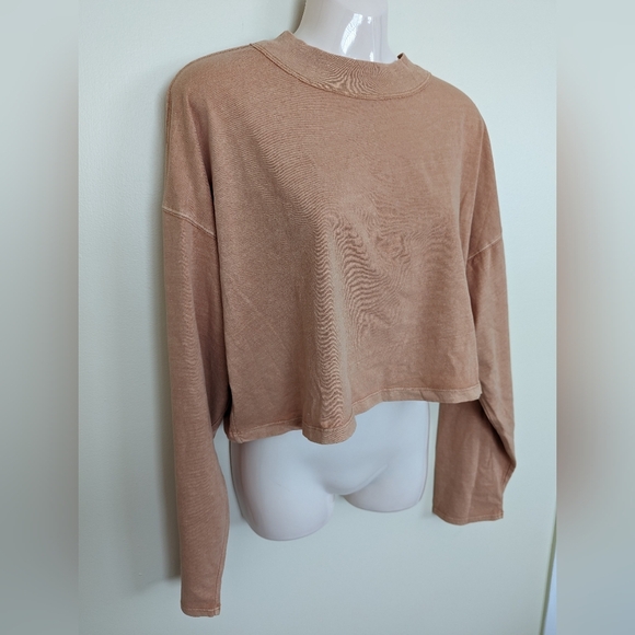 Free People we the free cotton long sleeve T-shirt peach Large - Picture 3 of 11